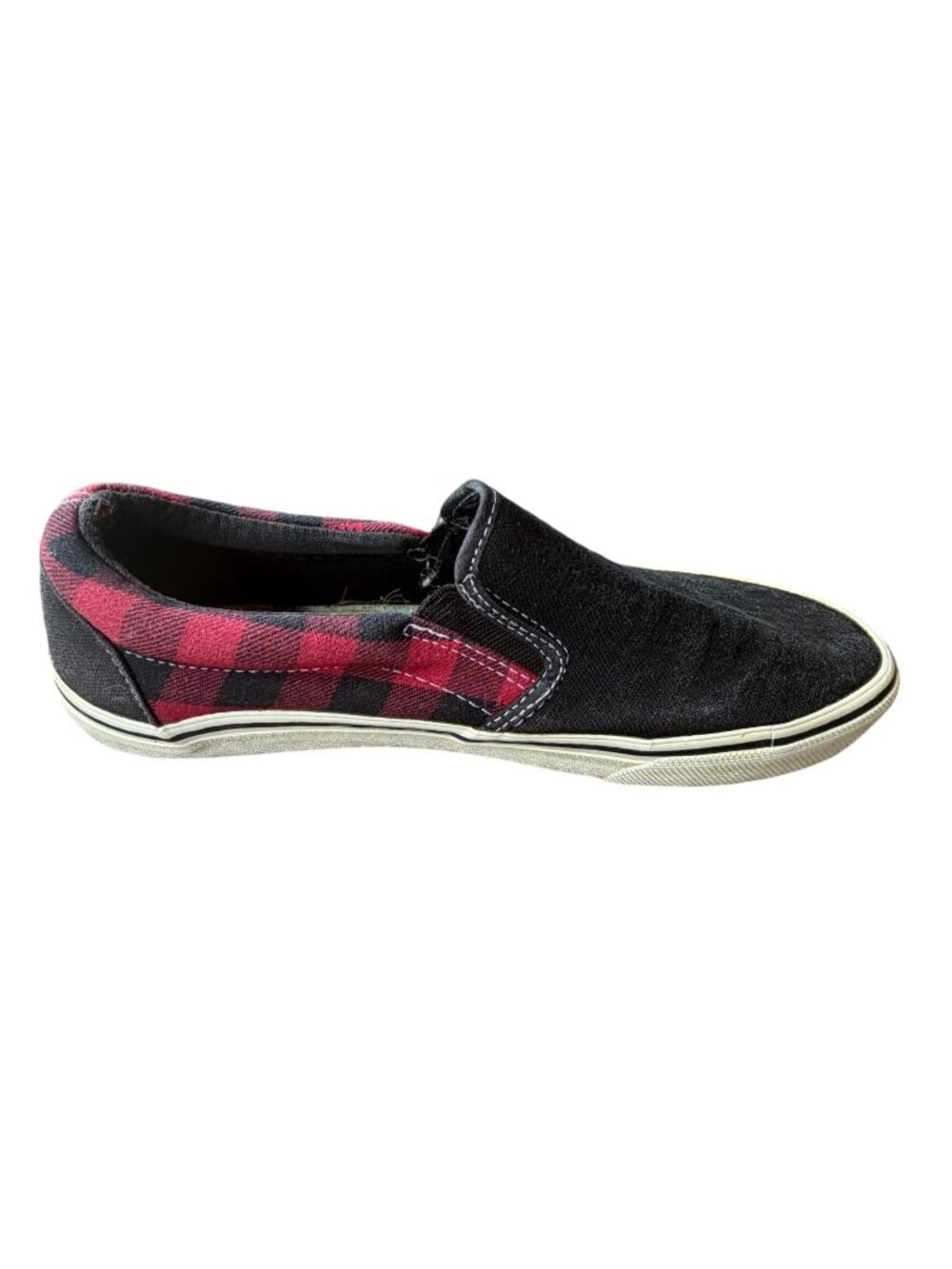 Op Brand Slip-on Black & Red Plaid Pattern Canvas Sneakers Men's Size 8 (READ)